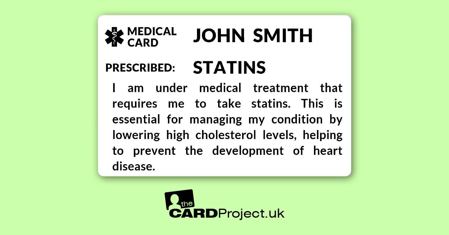Statin Medicine Alert Mono ID Card  (FRONT)